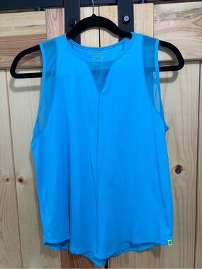 Lucky in Love Teal Mesh-Trim Chill Out Tank Tennis Pickleball UV Protection
